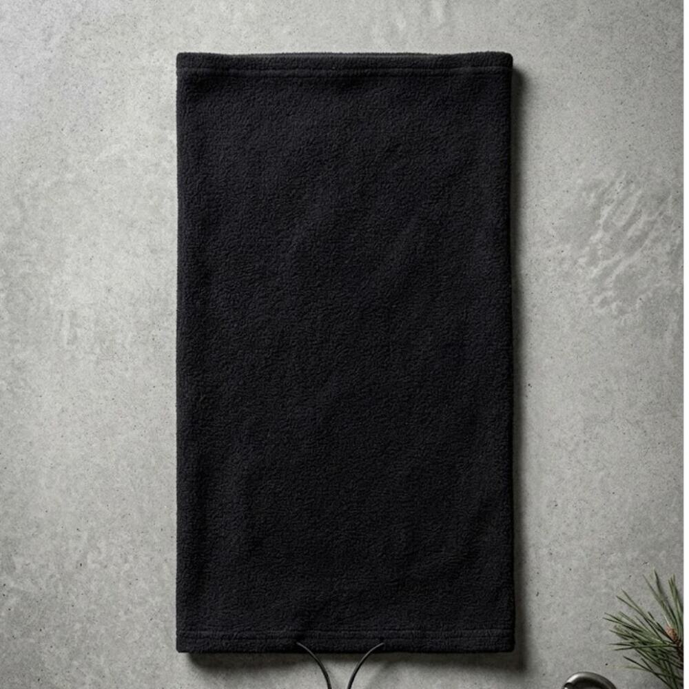 Black Fleece Neck Gaiter Warmer Winter Scarf Drawstring Snow Ski Face Mask